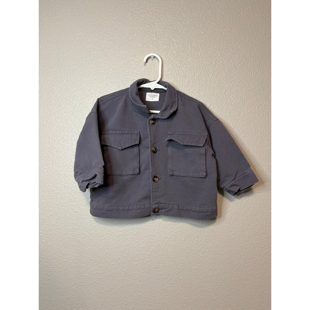 Fostered Collection Toddler Jacket Size 2 Gray Button Front Utility Coat EUC